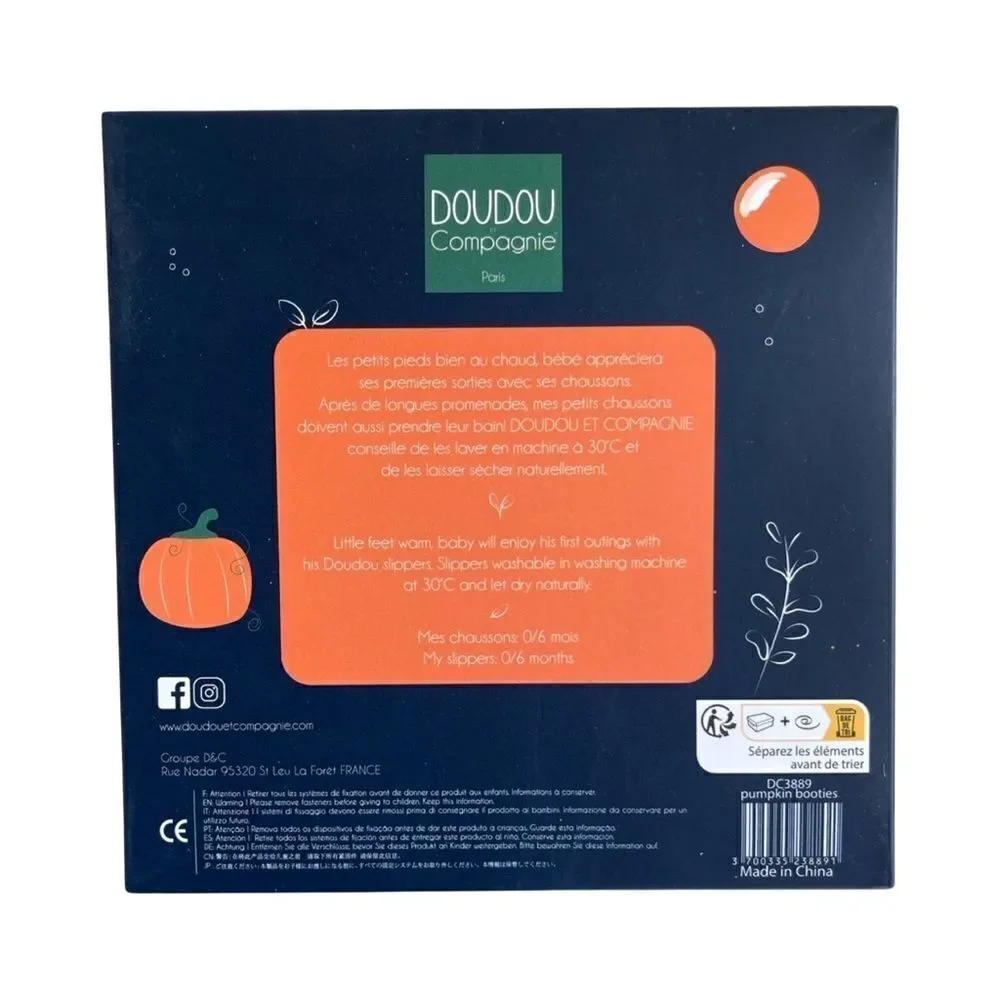 Doudou Et Compagnie My First Halloween Pumpkin Soft Baby Bootie Slippers 0-6 M